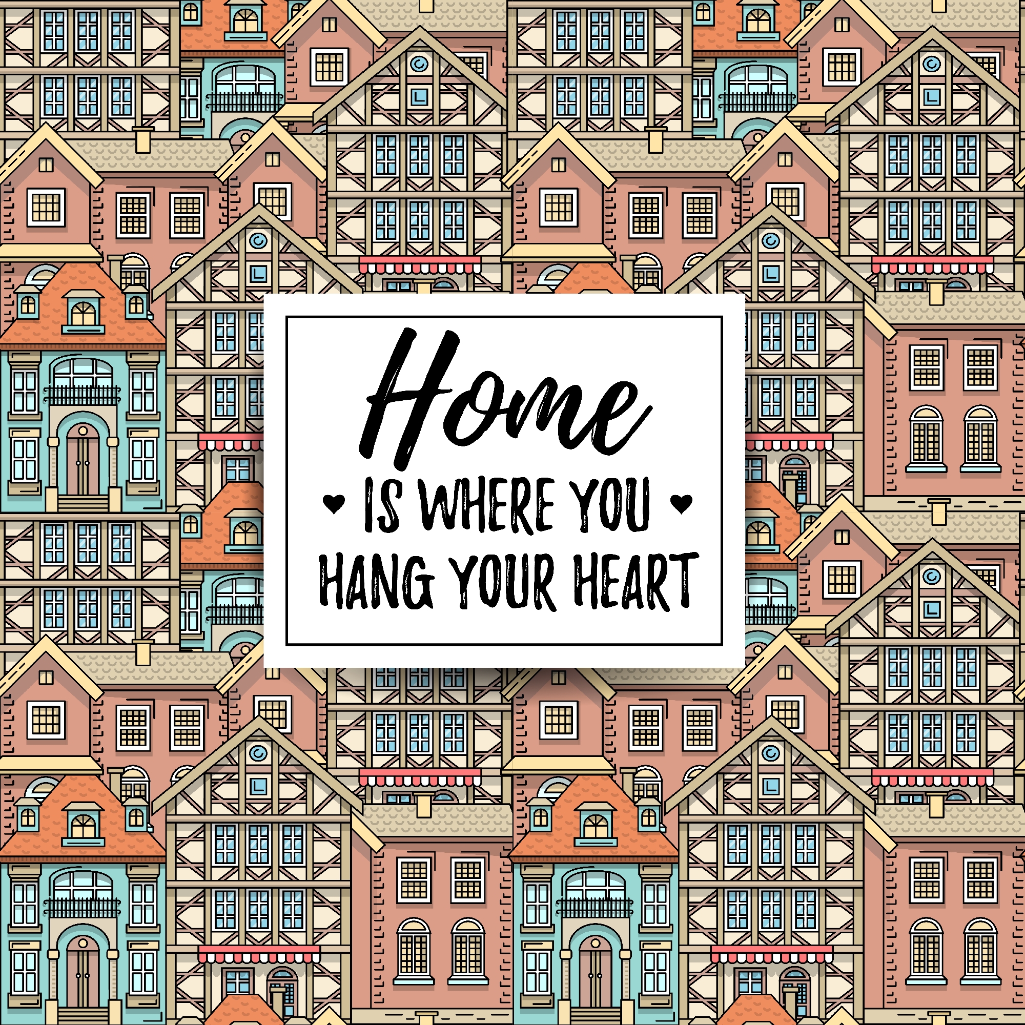 Tranh canvas hiện đại  Home is where you hang your heart